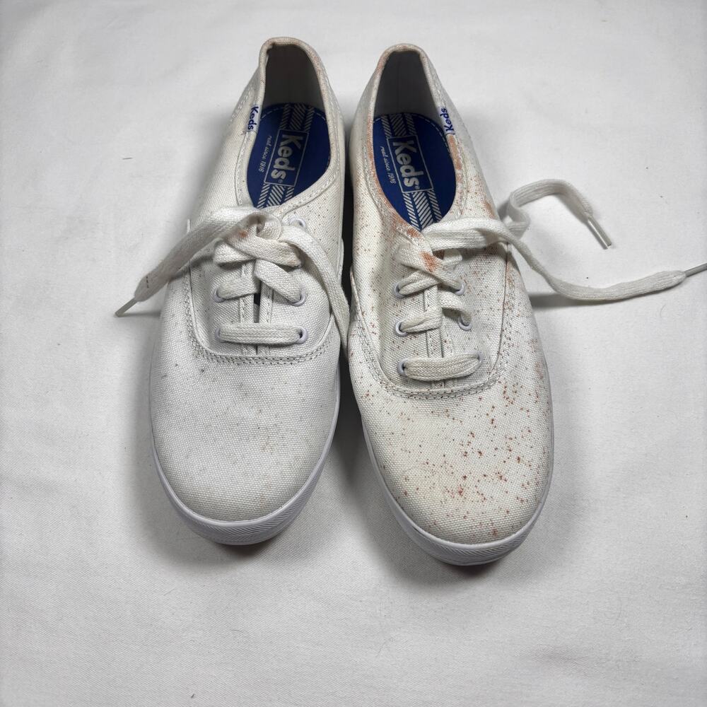 Vintage 80s Keds Champion White Canvas Sneakers Blue Label Deadstock Unworn 8.5 - Picture 2 of 11